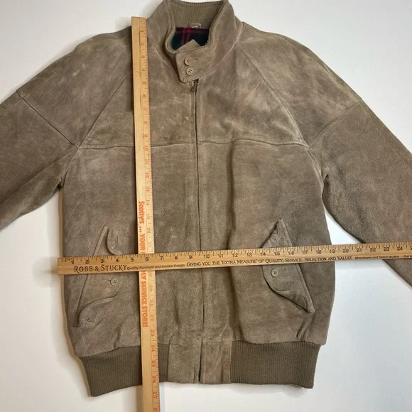 Vintage 90’s The Fox Collection Suede Leather Bomber Jacket Gray Chinstrap M - Picture 8 of 8